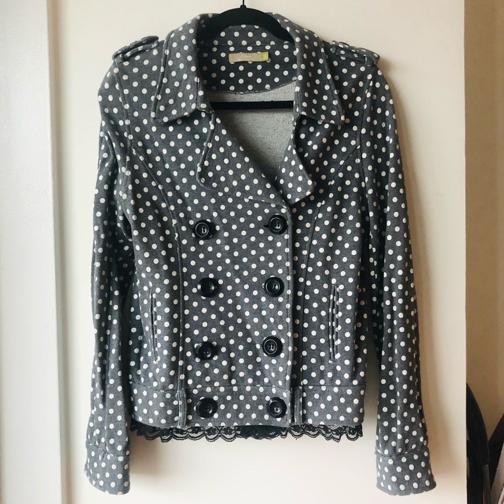 Etam Weekend Polka Dot Trench Cropped Jacket - Size M